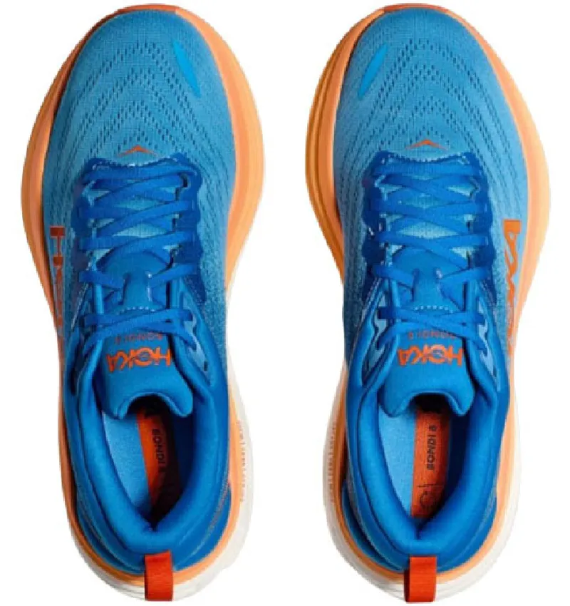 Hoka One One Men's Bondi 8 Coastal Sky/Vibrant Orange - WIDE-4